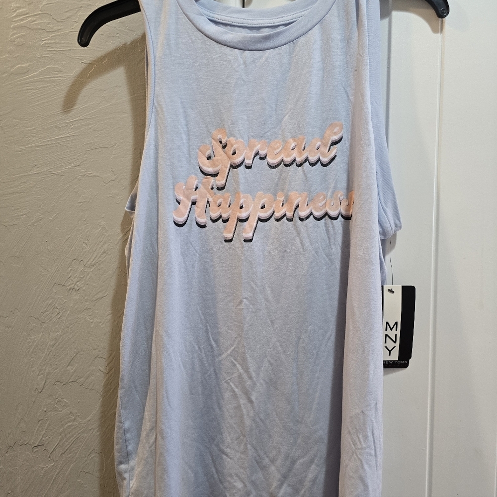 M Activewear Marc New York Tank Spread Happiness New NWT Sleeveless Light blue